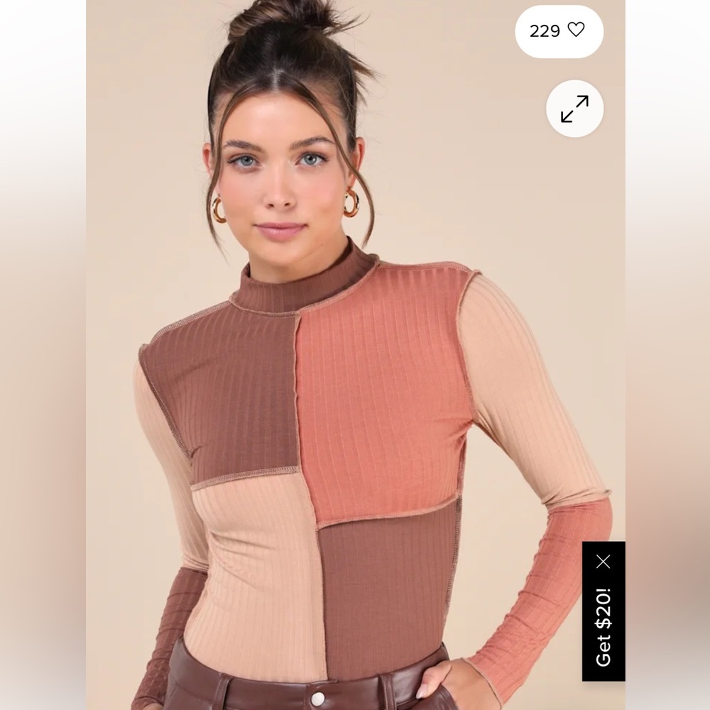 Lulu's Multicolor Patchwork Long Sleeve Top NWT - image 1